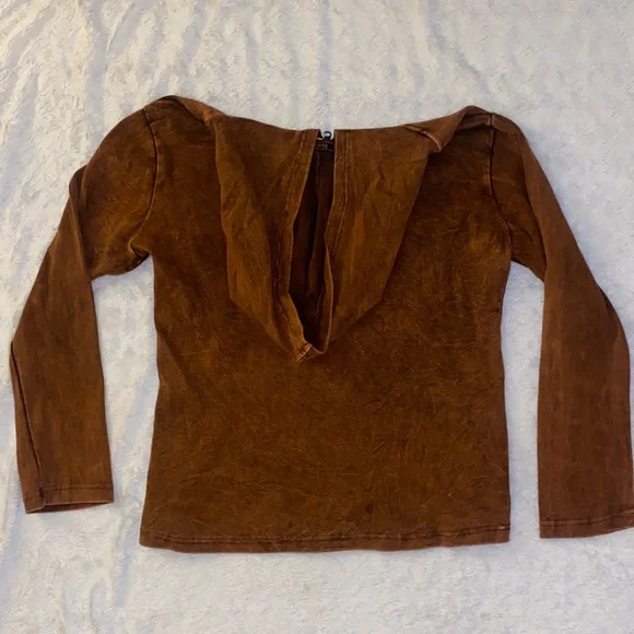 Rising International Brown Zip Up Hoodie with Colorful Tree Branch Embroidery - Picture 5 of 5